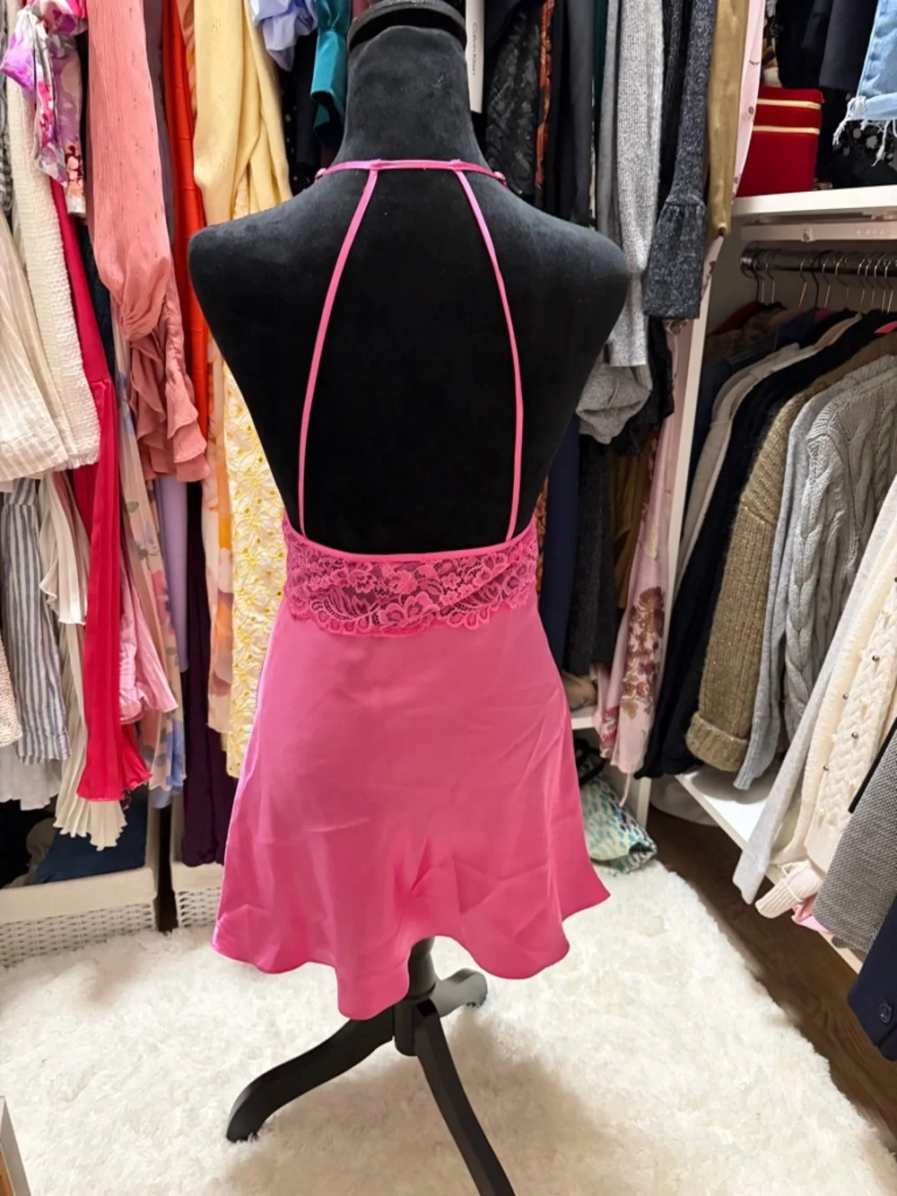 In Bloom by Jonquil Love Story Luxe Satin Halter Chemise Pink Slip & Robe - Picture 8 of 16